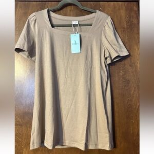 Wiholl Square Neck Tshirt brown Women’s Small NWT